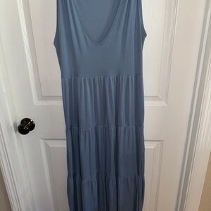 Gray Sleeveless V-Neck Maxi Sundress